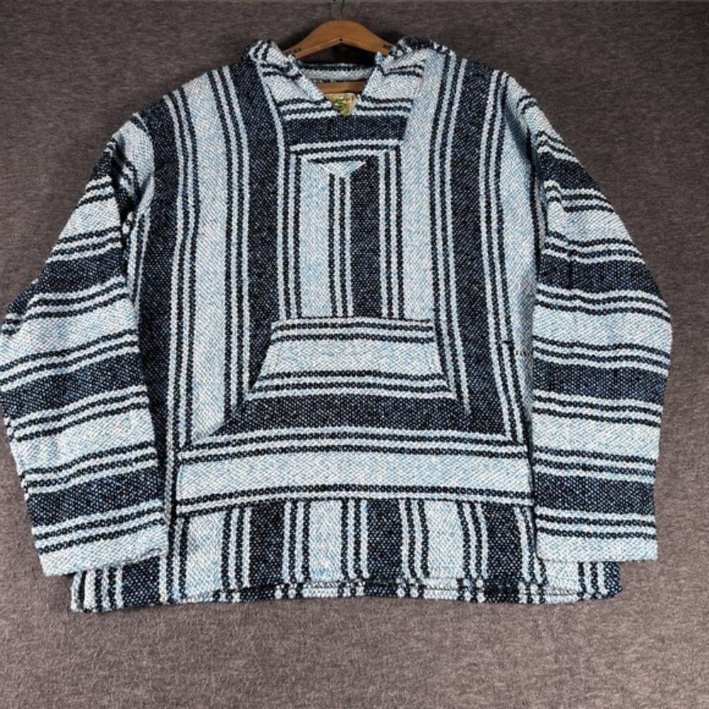 VTG Iguana Jack Hoodie 90s Grunge Woven Cable Knit Pullover Sweater Womens‎ L
